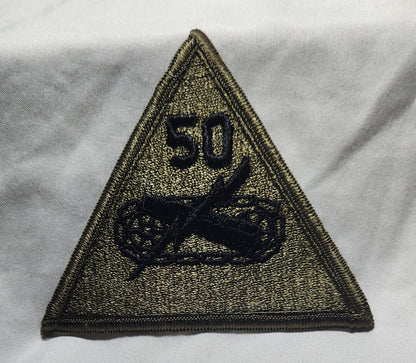 US Army 50th Armored Division Patch Sew on Patch Subdued OD Black (WSA08-50th)