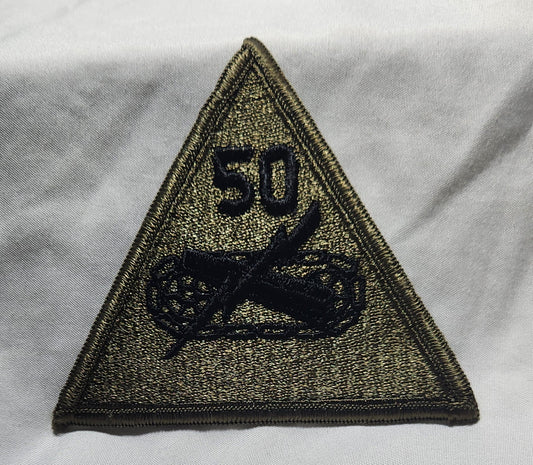 US Army 50th Armored Division Patch Sew on Patch Subdued OD Black (WSA08-50th)