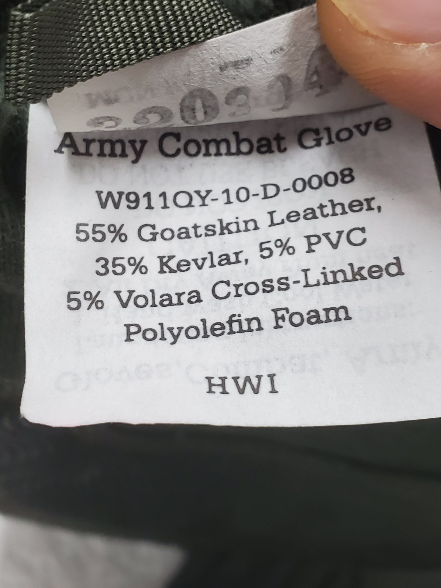 Set of XX-Large 2X-Large US Army HWI Goatskin Kevlar Hot Weather Combat Gloves (cb02-25feb02)