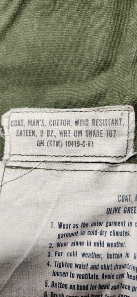 M-1951 Small Regular US Army OD Field Jacket Excellent Condition (aa12-OCT111)