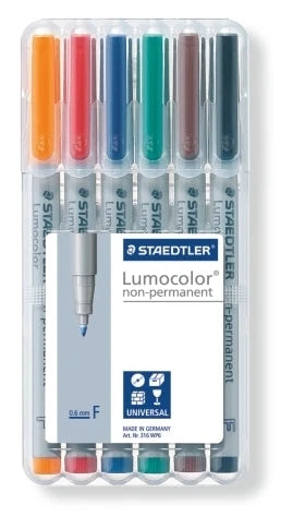 316 WP6 Non-Perm Fine Staedtler Lumocolor Overhead Projection Markers 52489 (asn)