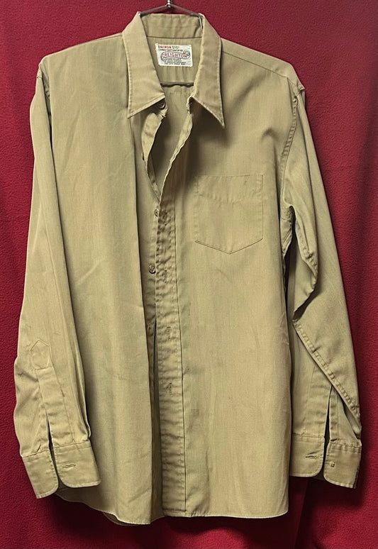 Creighton Long Sleeved Khaki Button Down Dress Shirt 14-14.5 L (CA2-26Feb13)