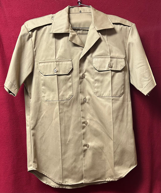 Vintage 1975 US Army Tan 445 Class B Short-Sleeve Shirt Sz Small  (CA02-26Feb09)