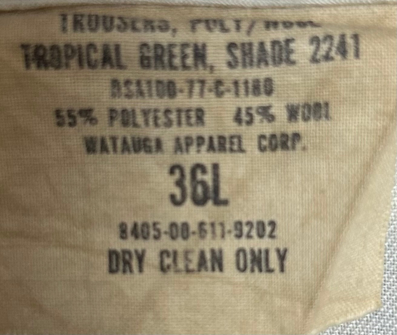 USMC Service Alpha/Charlie Men's, Tropical Trousers 36L (FA15-26Feb28)