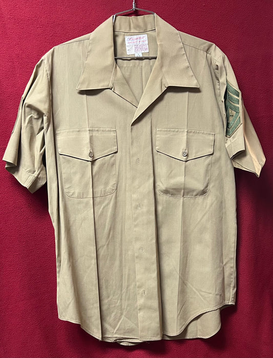 USMC Creighton Permanent No-Press Khaki Short Sleeve L 16-16.5 (CA02-26Feb12)