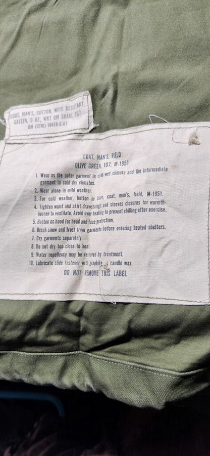 M-1951 Small Regular US Army OD Field Jacket Excellent Condition (aa12-OCT111)