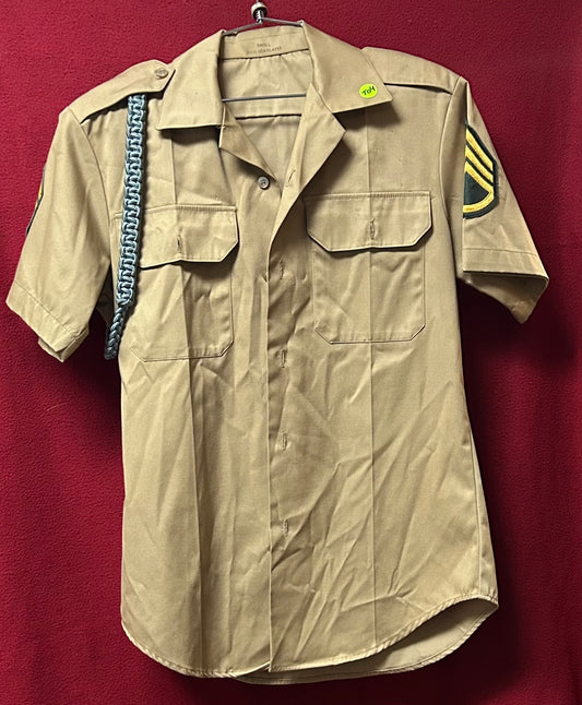 Vintage 1976 US Army Tan 445 Class B Short-Sleeve Shirt Sz Small (CA02-26Feb10)