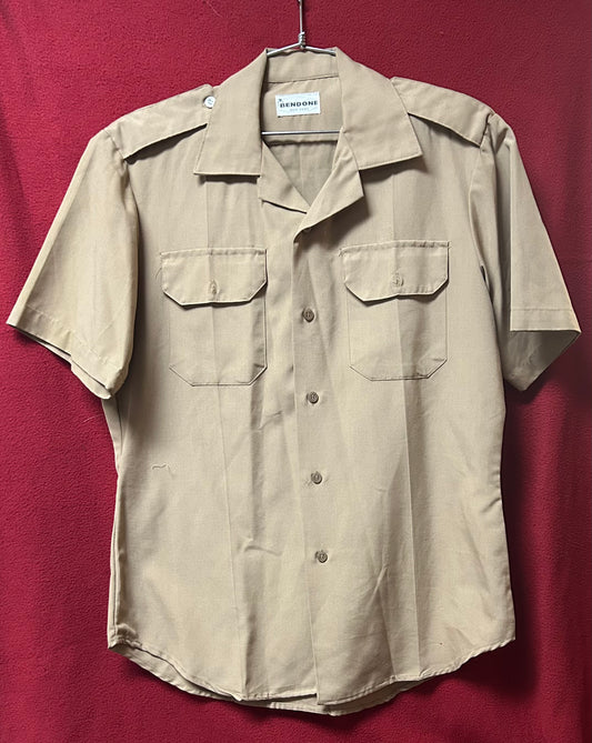 Vintage US Army Tan 445 Class B Short-Sleeve Shirt Sz Unknown Bendone Mfg. Corp (CA02-26Feb08)