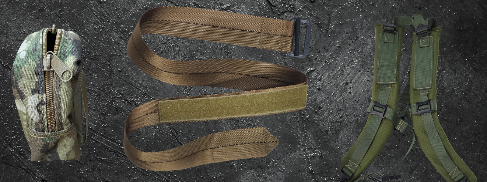 Custom made military gear, belts and pouches.