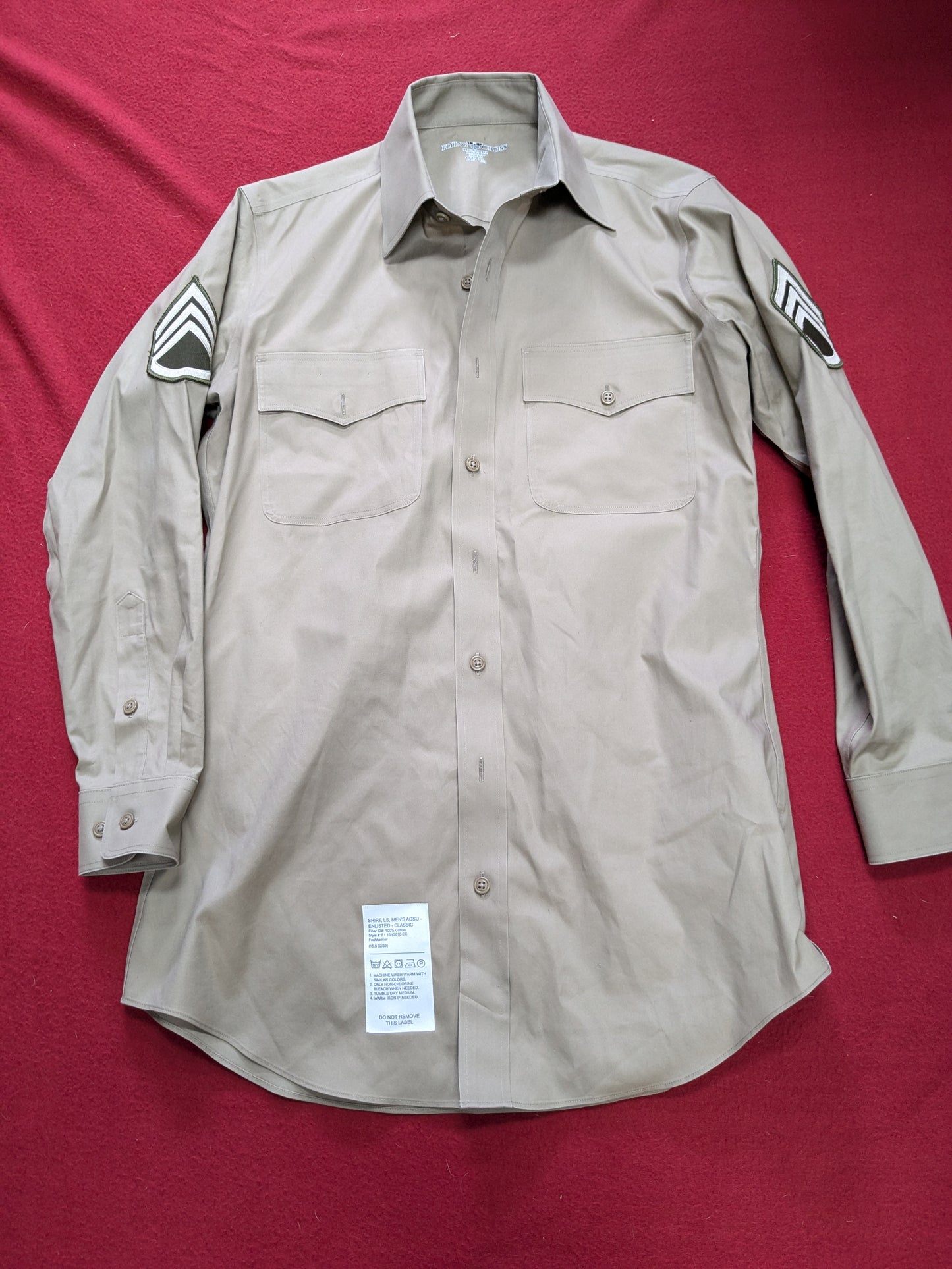 US Army Flying Cross AGSU 15.5 S 32/33 long Sleeve Enlisted Shirt (dg3- ea03-enu142)