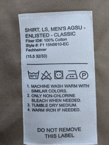 US Army Flying Cross AGSU 15.5 S 32/33 long Sleeve Enlisted Shirt (dg3- ea03-enu142)