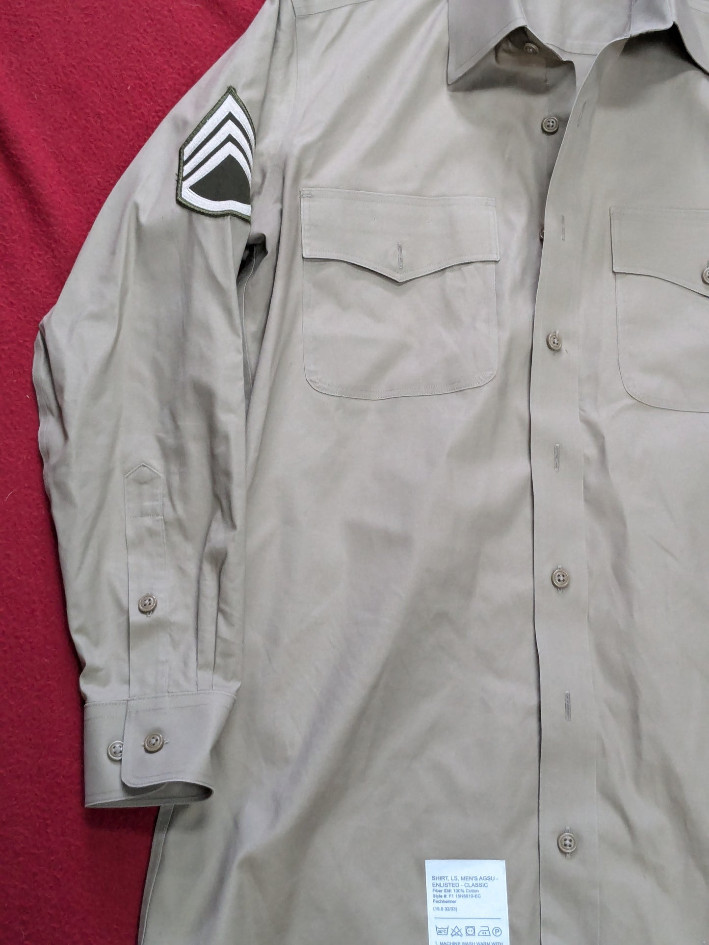 US Army Flying Cross AGSU 15.5 S 32/33 long Sleeve Enlisted Shirt (dg3- ea03-enu142)