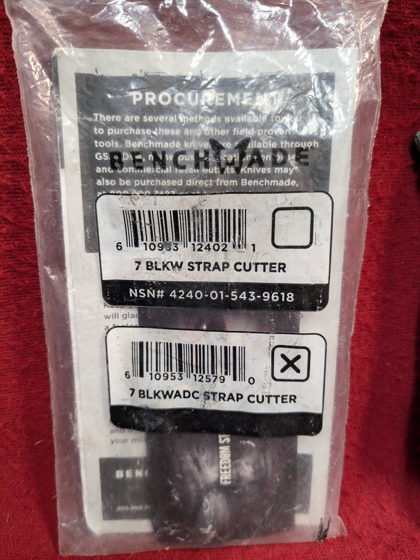 NOS benchmade seatbelt strap cutter with clips & pouch (ifak  ac07-enu160)