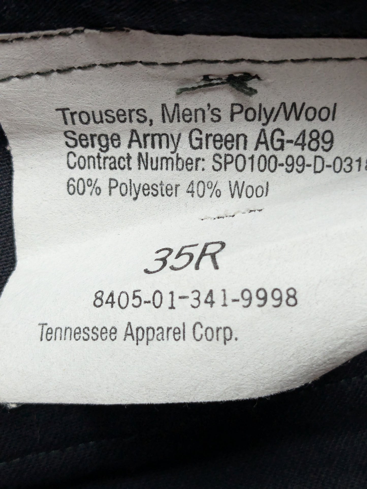 US ARMY CLASS A DRESS GREEN Men's  PANTS 35R Regular Excellent Condition (BB14-YLU14)