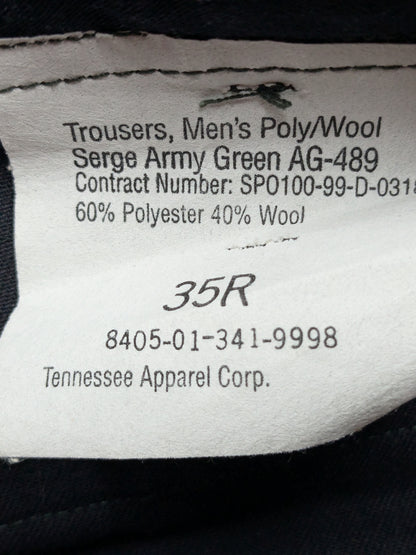 US ARMY CLASS A DRESS GREEN Men's  PANTS 35R Regular Excellent Condition (BB14-YLU14)