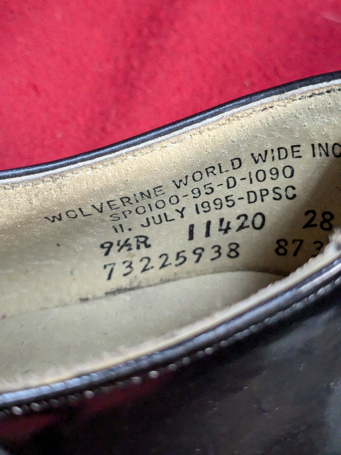 Wolverine World Military High Gloss  Dress Shoes 9.5 R Used (39cr- cb12-YLU31)