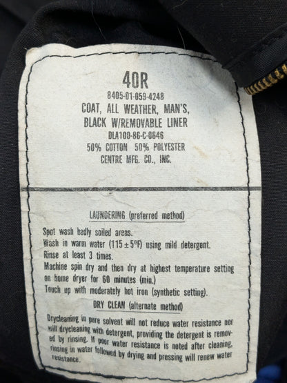 Military 40 R Black All-Weather Overcoat Dress Uniform (BA07-YLU43)