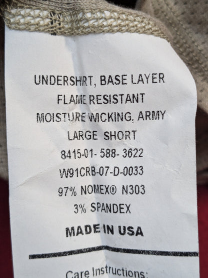 Set of 2 - Peckham Large Short Long Sleeve Sand Undershirts Flame Resistant Base Layer Used (eb08-YLU176)