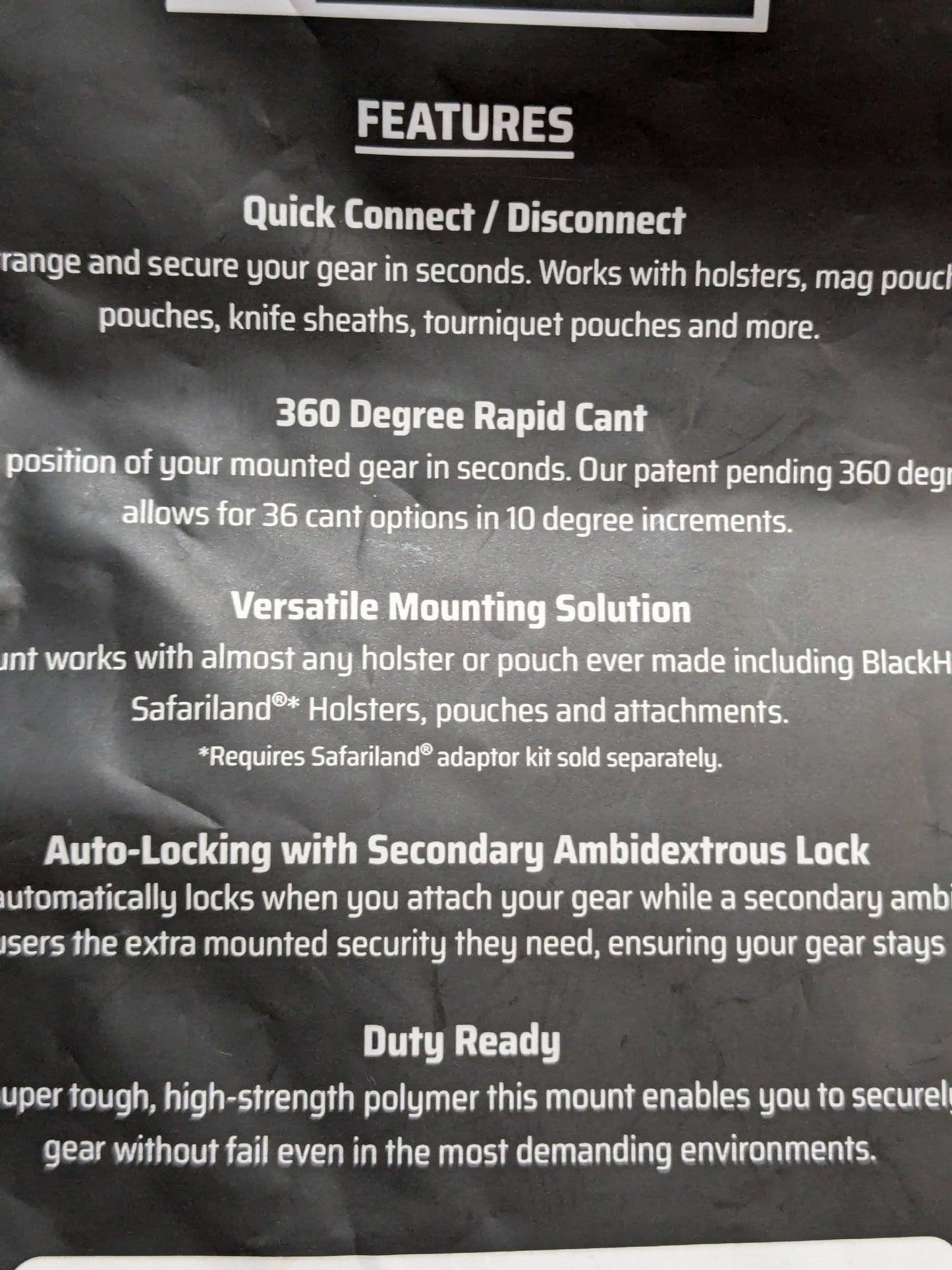 NOS Blade-Tech Tek-Mount Quick Attachment System  (FB17-YLU195)
