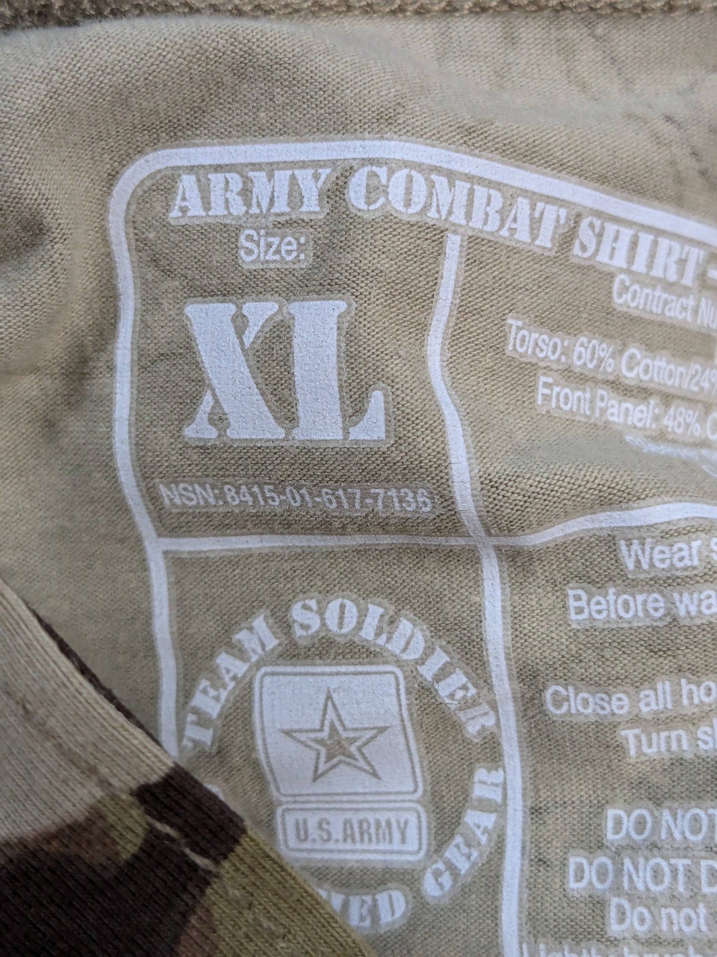 X-Large 1/4 Quarter Zip Type 2 Combat OCP Multicam FRAC Top Shirt USED (cso2- fa15-GUA91)