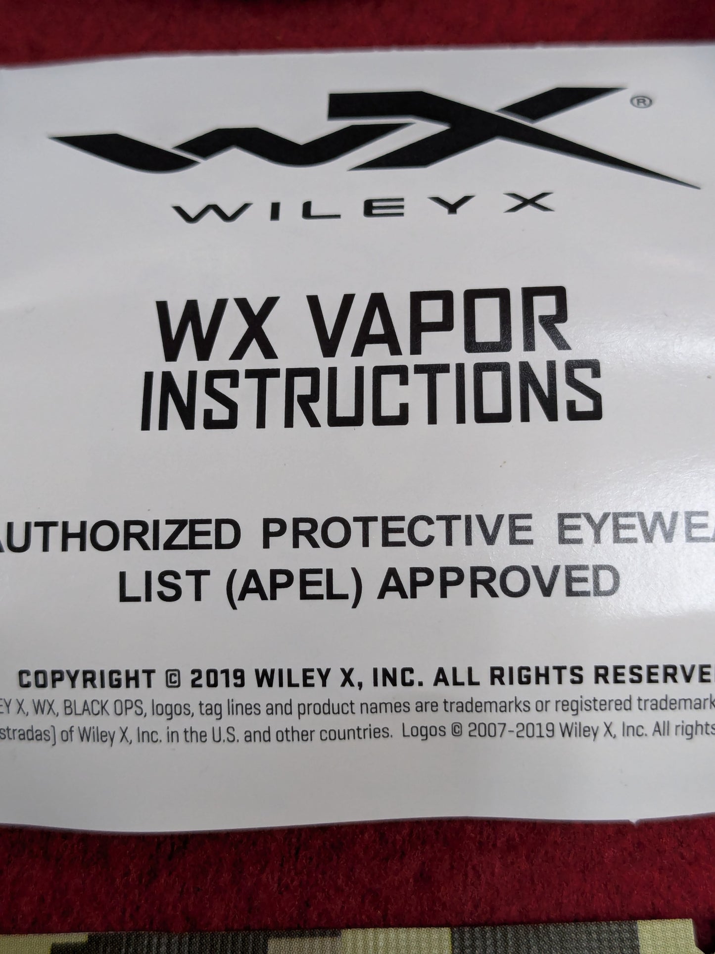 Nos usgi wiley x vapor ballistic apel eye protection clear/dark lens (cl2- (ab16-PET25)