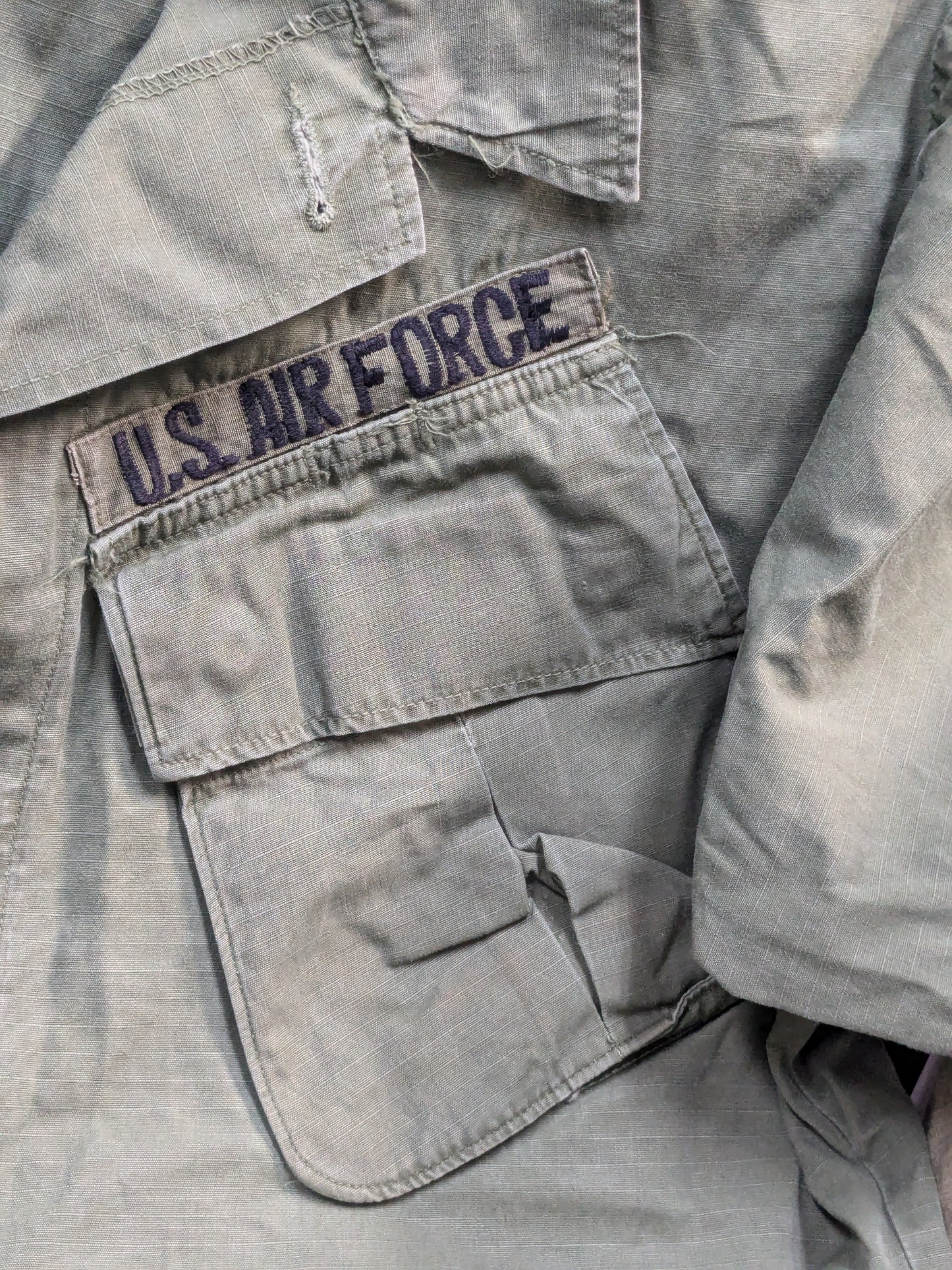 U.S. Air Forces Poplin Rip-Stop Jungle fatigue short sleeve shirt cotton OG-107 class 1 Good Condition (aa10-PET72)