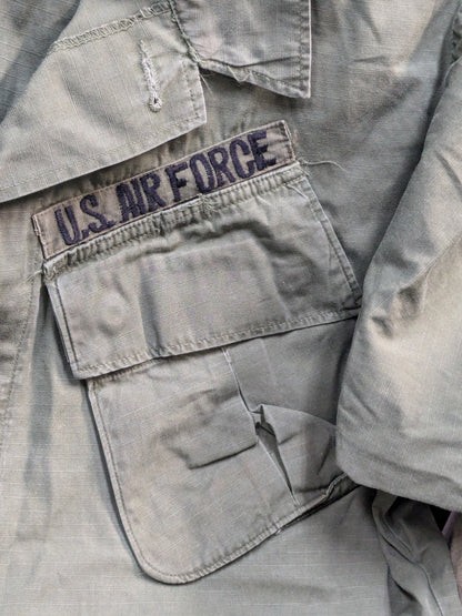 U.S. Air Forces Poplin Rip-Stop Jungle fatigue short sleeve shirt cotton OG-107 class 1 Good Condition (aa10-PET72)