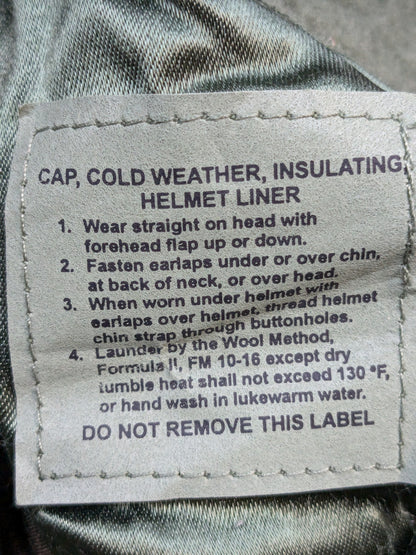 US Army Woodland BDU Pattern Size 7 1/4 HELMET LINER INSULATED PILE CAP Extreme Cold Weather Excellent Condition (fa12-PET81