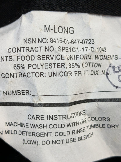 Women's Medium Long Black Food Service Pants Trousers Cook Uniform Used (ea04-PET84)