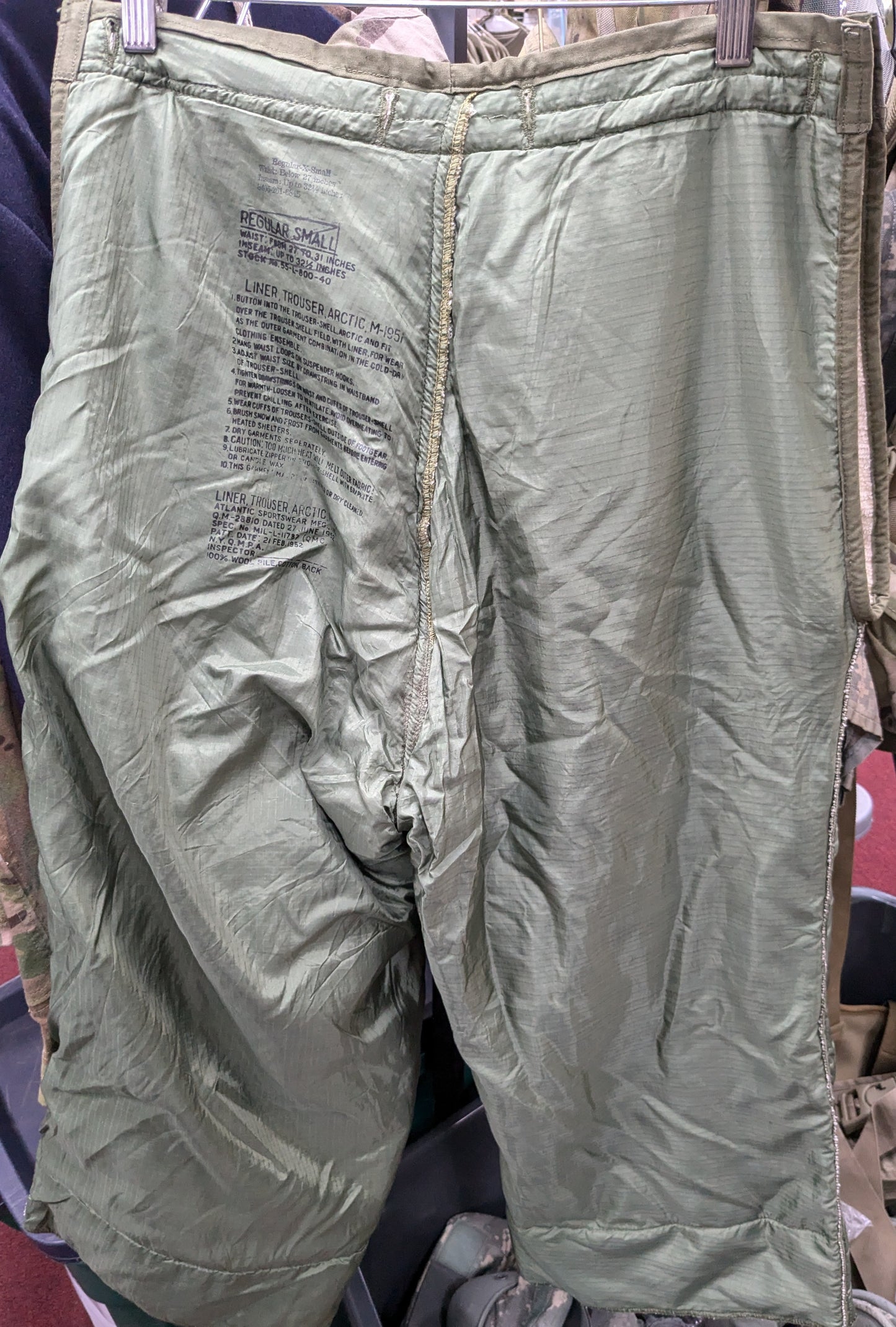 1955 Small Regular M-1951 Arctic Liner Pants Trousers (da02-25jan20)