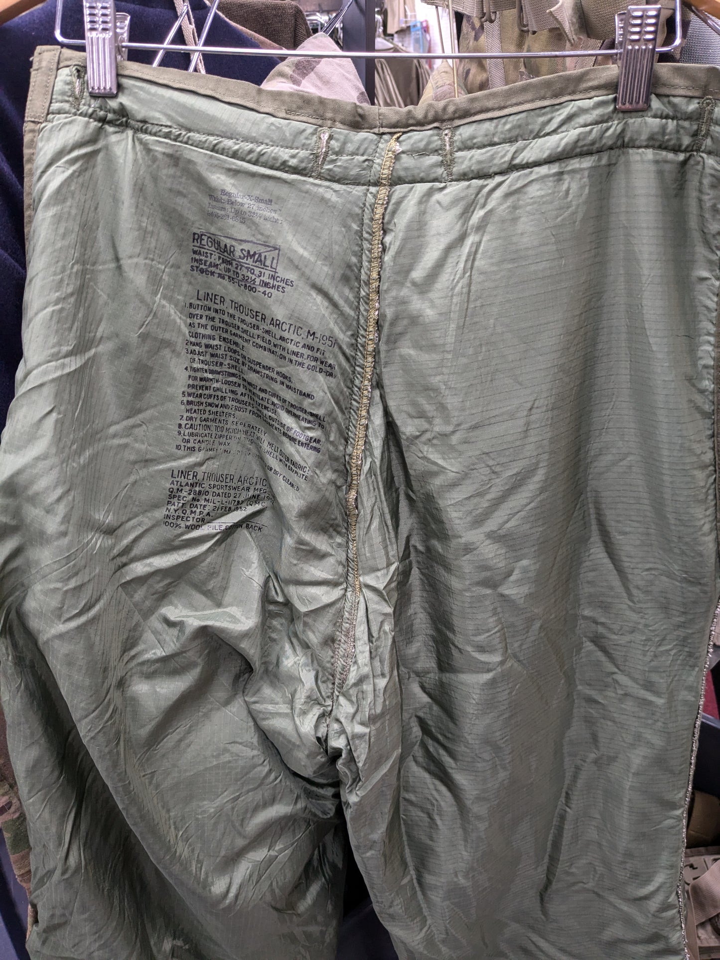 1955 Small Regular M-1951 Arctic Liner Pants Trousers (da02-25jan20)