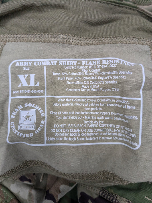NEW - X-Large 1/4 Quarter Zip Type 2 Combat OCP Multicam FRAC Top Shirt (da06-25feb15)
