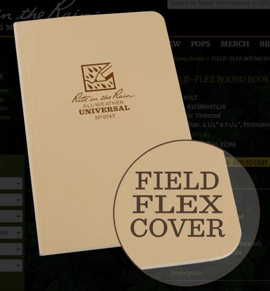 974T 4x7 Tan Side Bound Book Rite in the Rain Notebook 4.25" x 7.25" (974T)