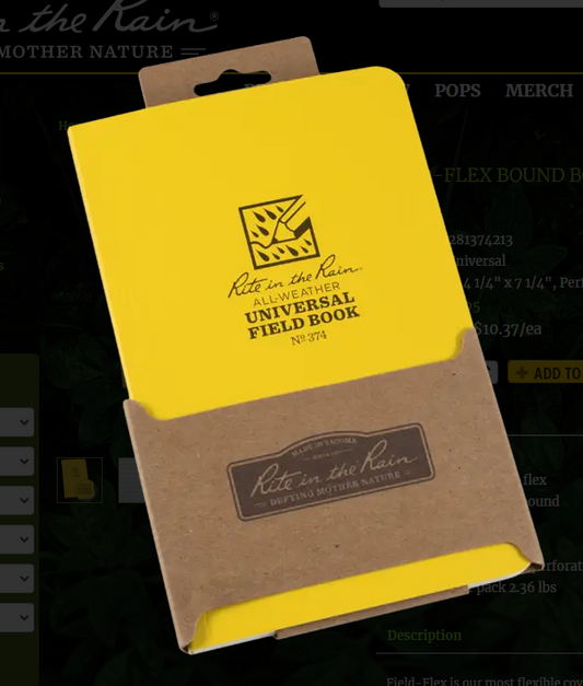 374 4x7 Yellow Side Bound Book Rite in the Rain Notebook 4.25" x 7.25" (374)