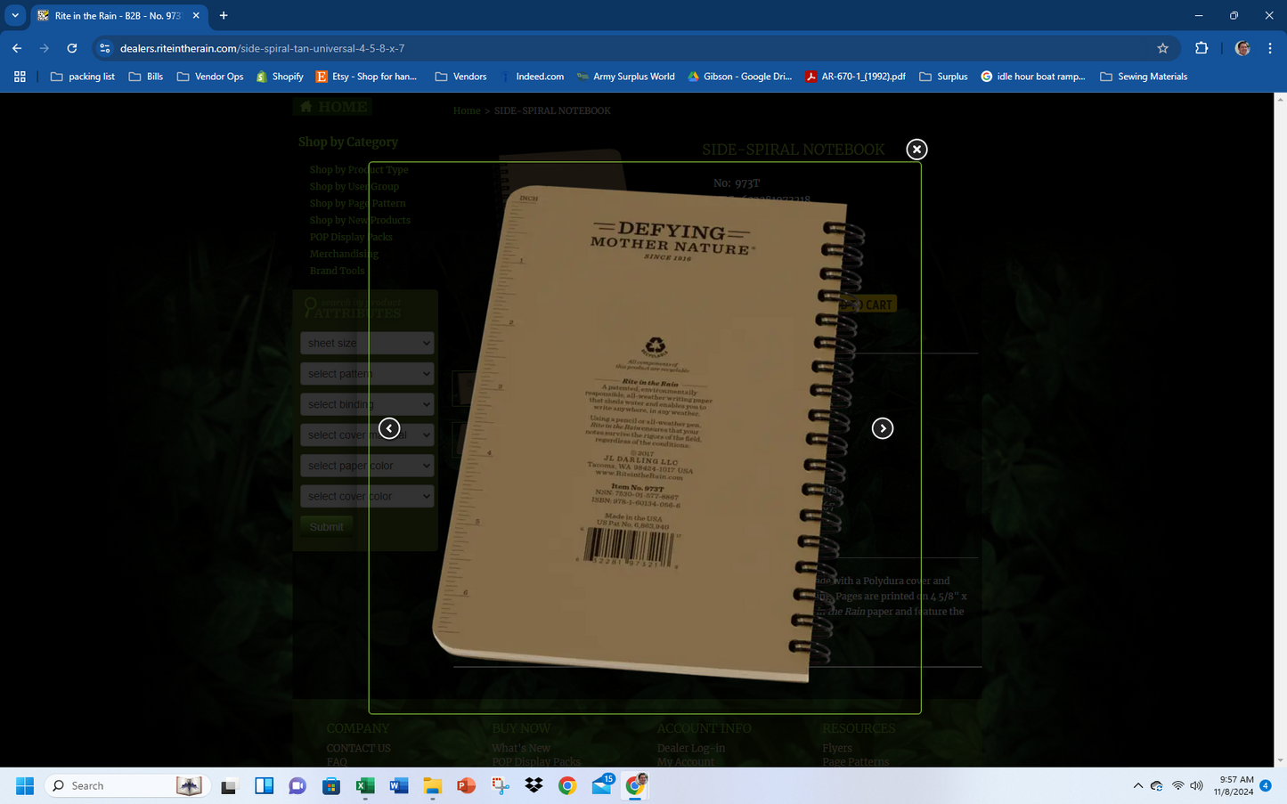 973T 4.5x7 Tan Side Spiral Pocket Rite in the Rain Notebook 4.5" x 7" (973T)