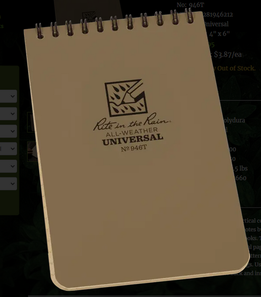946T 4x6 Brown Top Spiral Pocket Rite in the Rain Notebook 4" x 6" (946t)