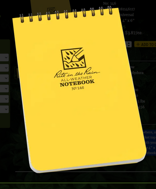146 4x6 Yellow Top Spiral Pocket Rite in the Rain Notebook 4" x 6" (146)