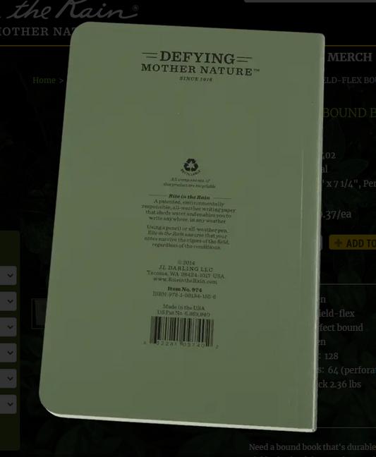 974 4x7 OD Side Bound Book Rite in the Rain Notebook 4.25" x 7.25" (974)