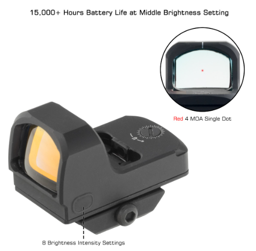 UTG OP3 Micro SL, Red 4.0 MOA Single Dot, Side Loading, for Docter Footprint (OP-RDM20CT