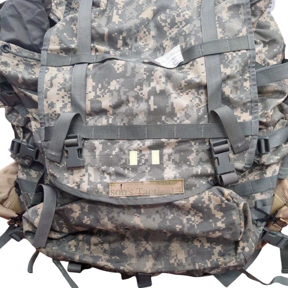 v.12 "Ranger Ready" ACU Large Molle II Ruck w/ The Gibson Mod w/ Name Tape & Cat Eyes (based on v12))