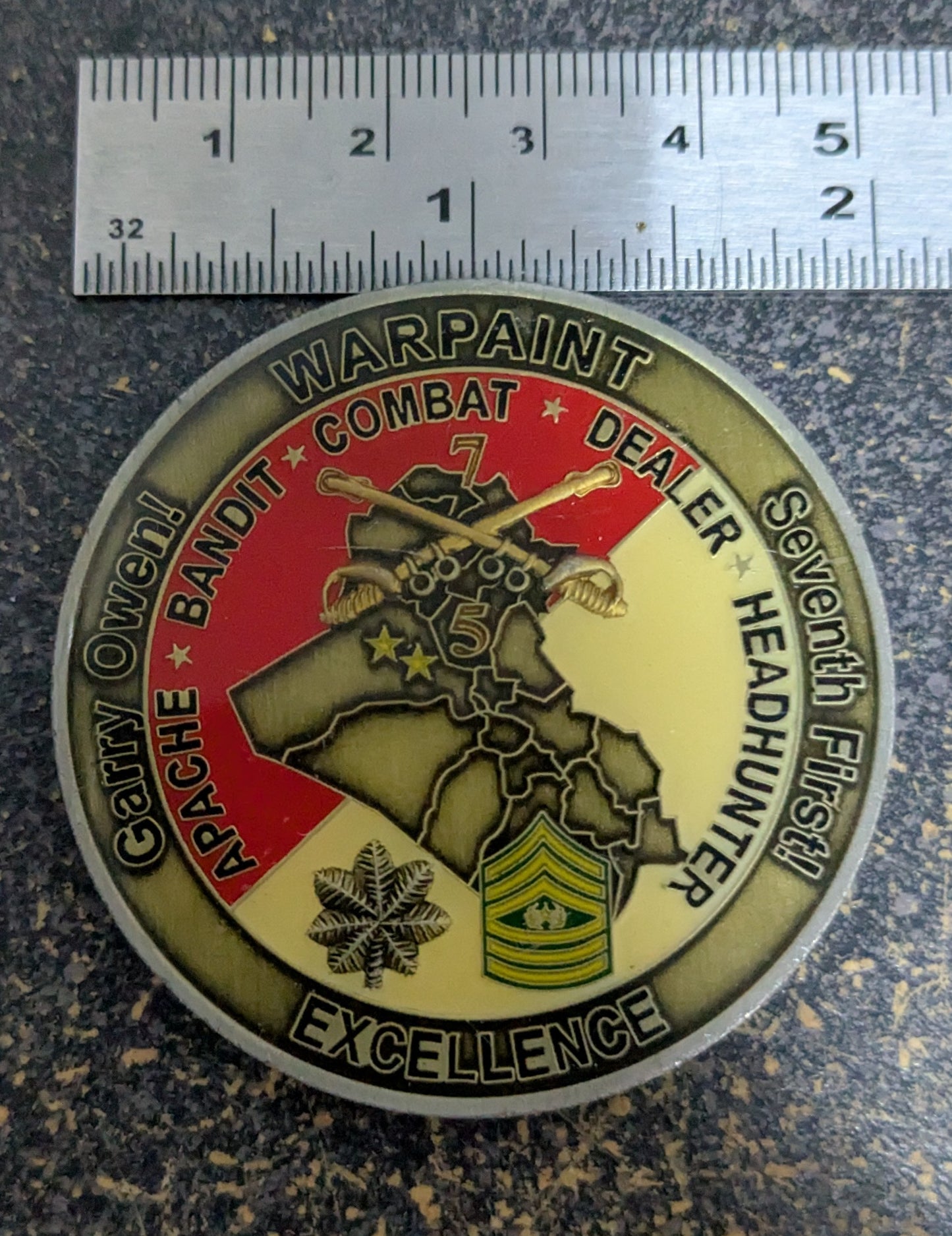 Challenge Coin Operation Iraqi Freedom V Seventh First Garry Owen Al Anbar Iraq War (26Jun33)
