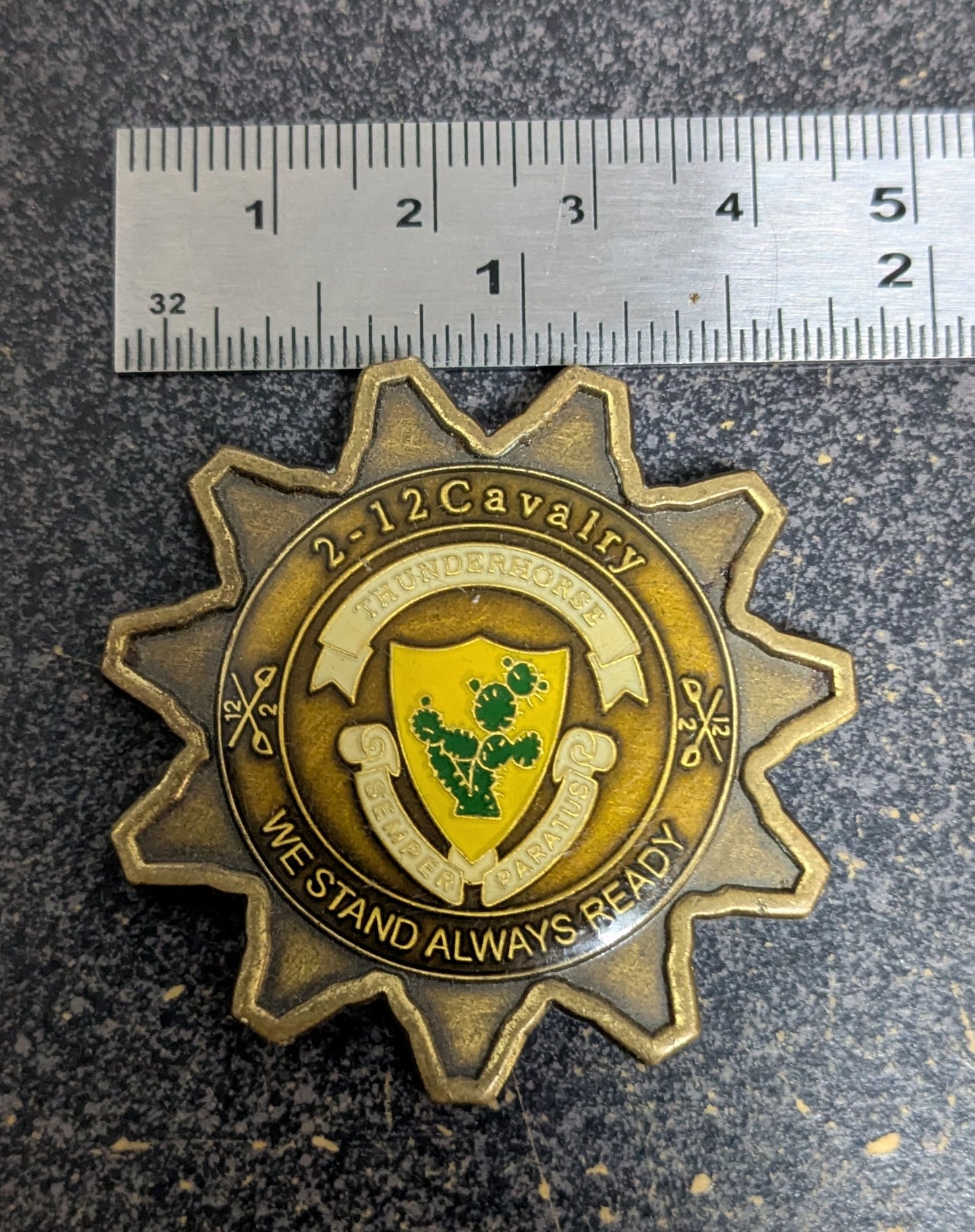 Challenge Coin 2-12 Cavalry Thunderhorse Military Veteran (26Jun34)