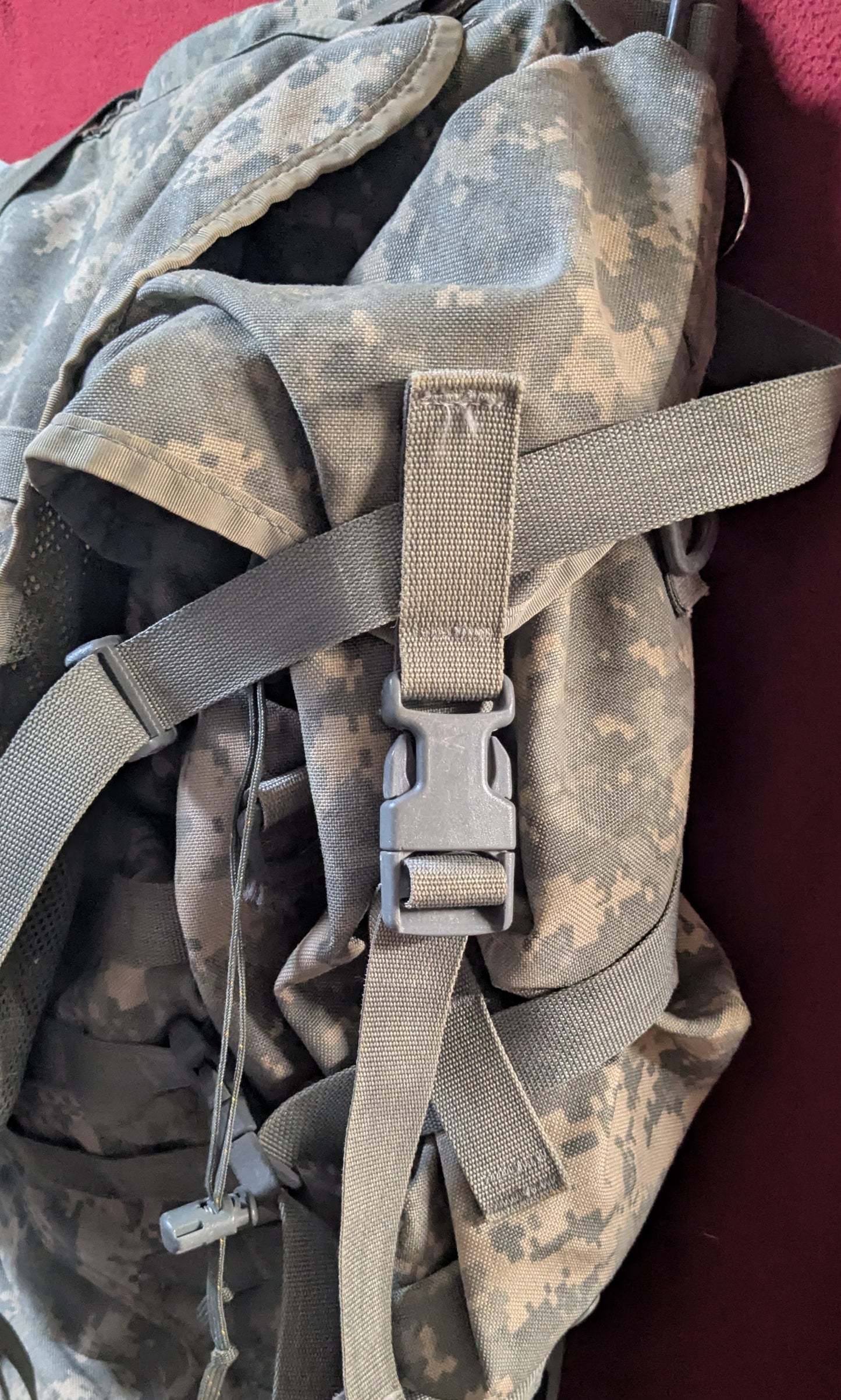 "Ranger Ready" ACU Large Molle II Ruck w/ The Gibson Mod w/ Name Tape & Cat Eyes