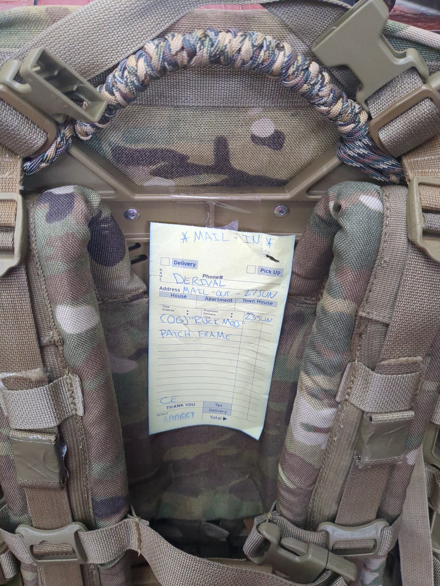 *Delatorre / Derival* MAIL-IN -  Post "Ranger Ready" OCP Large Molle II Ruck w/ The Gibson Configuration w/ Name Tape & Cat Eyes