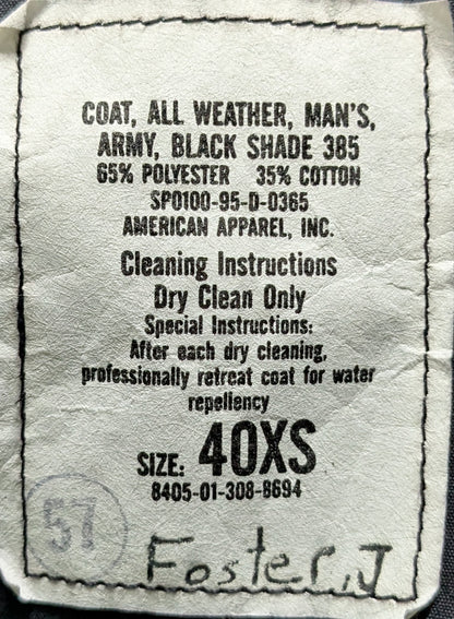 All Weather Coat, Men's, Army Shade Black 385 40 XS (fb07-25Jun88)