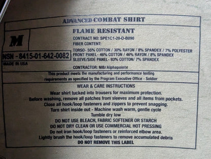 NWT Advanced Combat Shirt FR Multicam Medium (26Jan03)