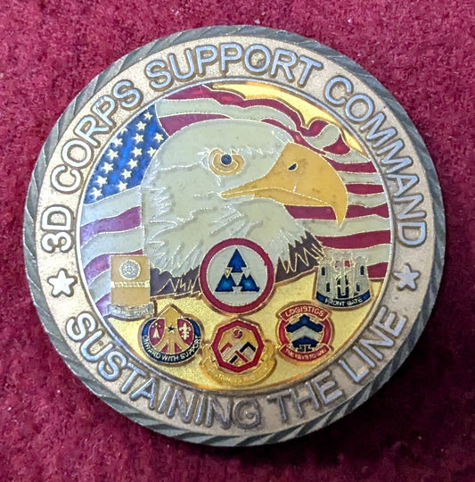 Challenge Coin 3D Corps Support Command Reenlistment (chcc-25May68)