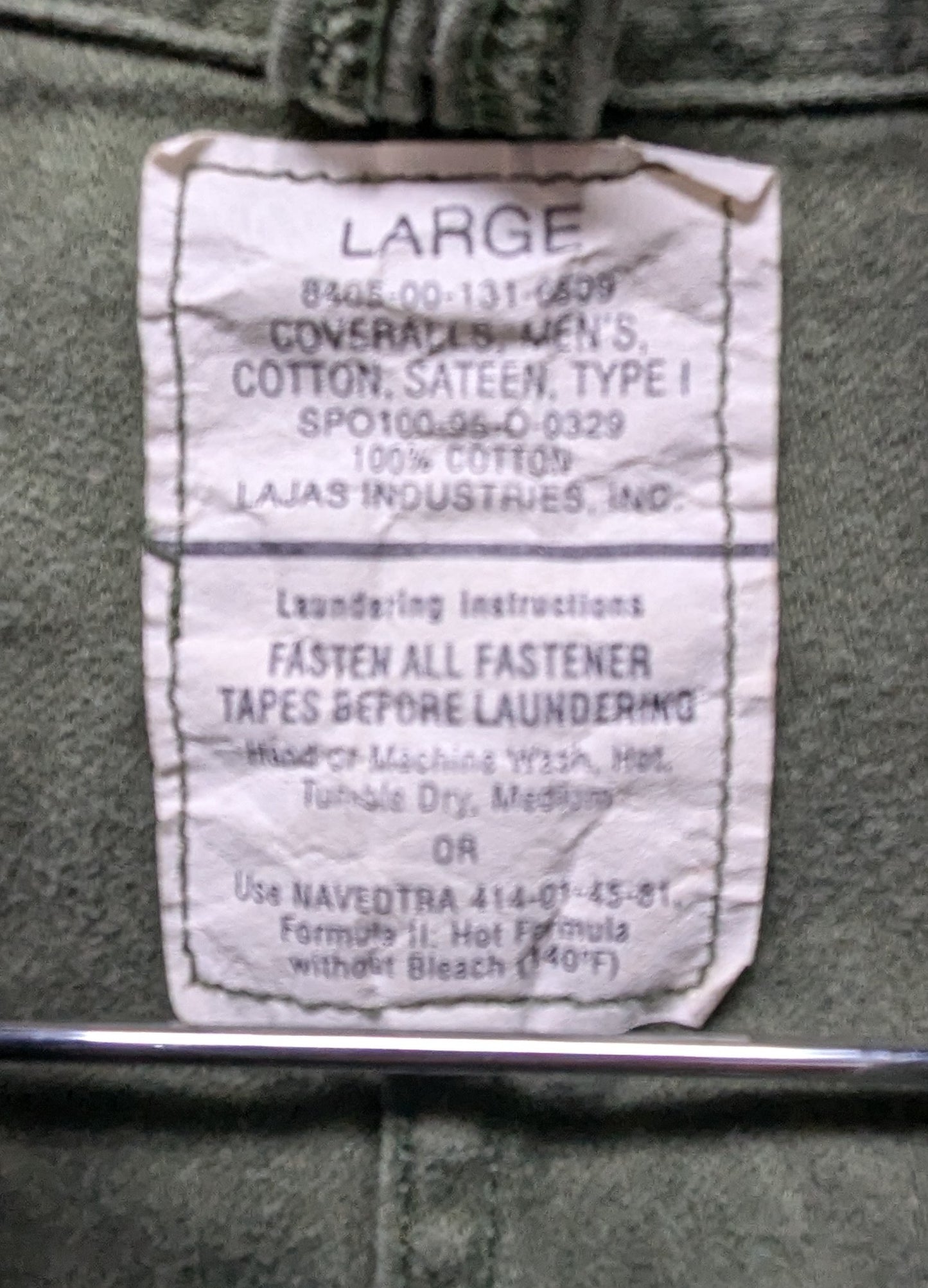 Large Dark Green Mechanics Coveralls Cotton Sateen type 1 (CB09-25APR17)
