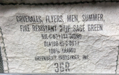 Coveralls, Flyers, Men's, Summer Fire Resistant 36 R (fb12-25Jun93)