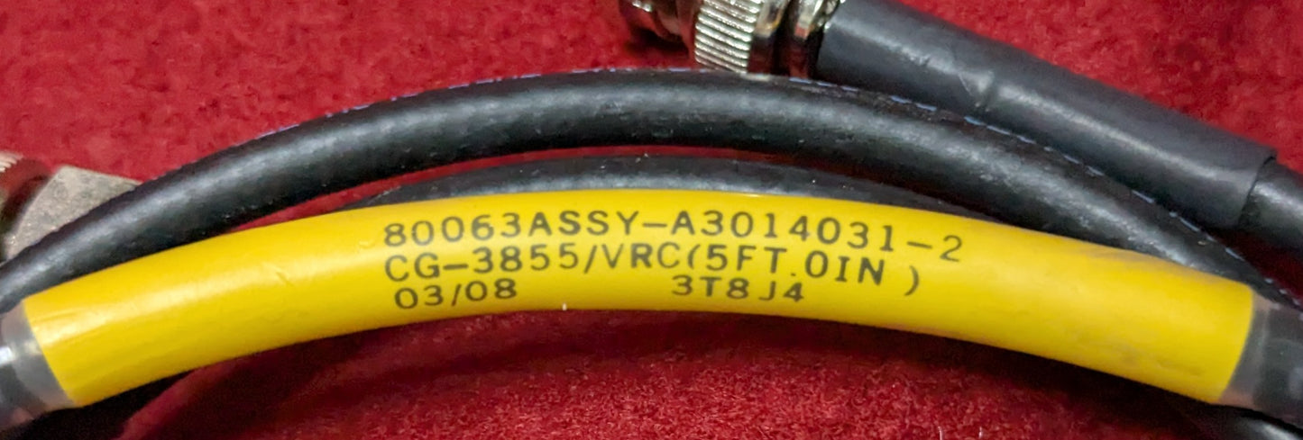 Military Radio Coax Cable CG-8355/VRC 5ft BNC to BNC Jumper Cable 03/08 (26Jun06)